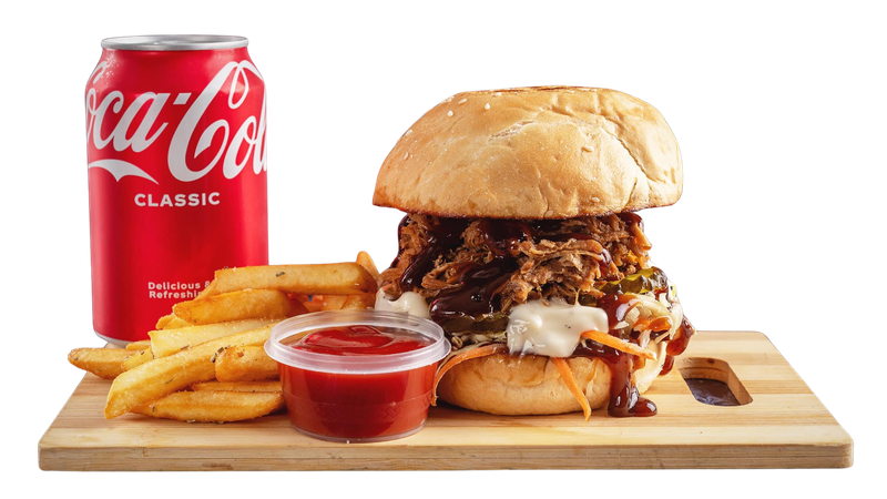 A Freaky burger with fries and a drink